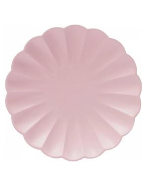 8 světle růžových talířů ve tvaru květiny (23 cm)