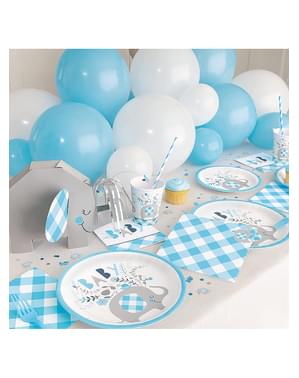 8 Μπλε Ποτήρια με Ελέφαντα για Baby Shower - Blue Floral Elephant