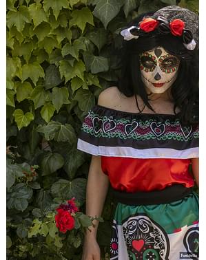 Mexicansk Day of the Dead Kostume til Kvinder Plusstørrelse
