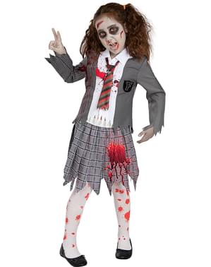Disfraz de estudiante zombie para niña