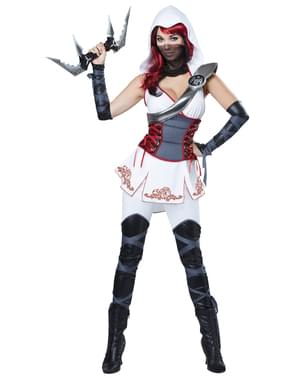 Fato de assassina ninja branca para mulher