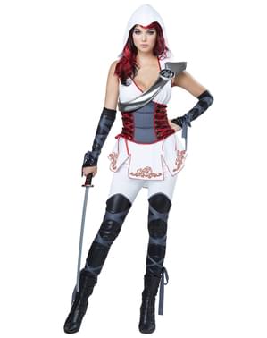 Fato de assassina ninja branca para mulher