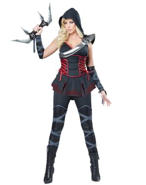 Fato de assassina ninja negra para mulher
