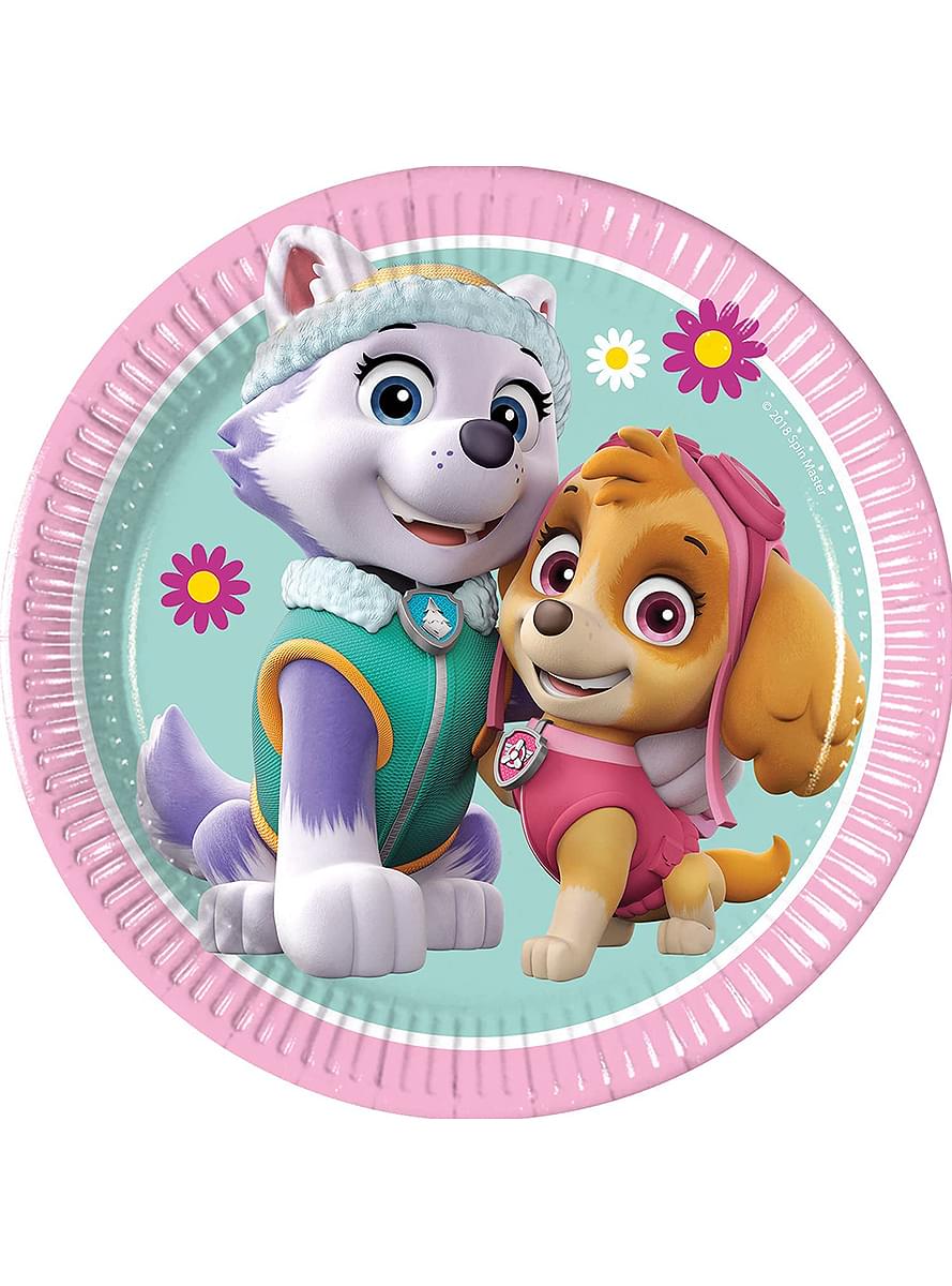 8 petites assiettes La Pat'Patrouille Skye & Everest (20cm)