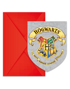 6 Hogwarts invitationer - Hogwarts-huse