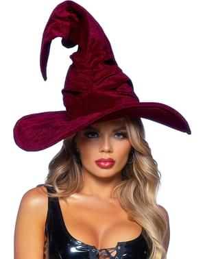 Chapeau de sorcière bordeaux en velours