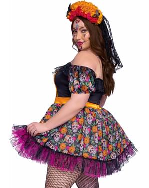 Costum Catrina colorat pentru femei marime mare