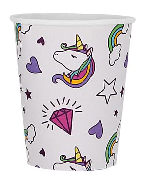 8 Einhorn Pappbecher - Lovely Unicorn