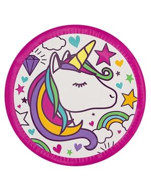 8 platos de unicornio 23cm - Lovely Unicorn