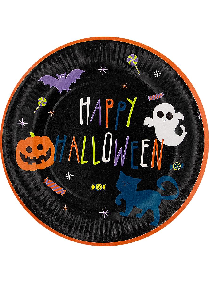8 assiettes Halloween citrouille (23cm) - Happy Halloween