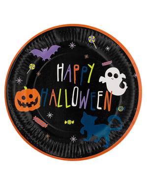 8 Halloween græskar tallerkener (33 x 33 cm) - Happy Halloween