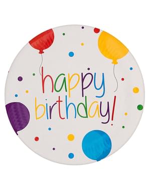 Talerze urodzinowe x8 (23cm) - Happy Birthday