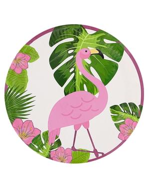 8 farfurii flamingo (23 cm) - Tropical flamingos