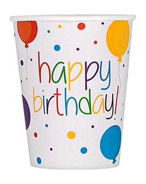 8 Birthday Cups - Happy Birthday