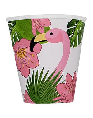 8 Flamingo Pappbecher - Tropical Flamingos