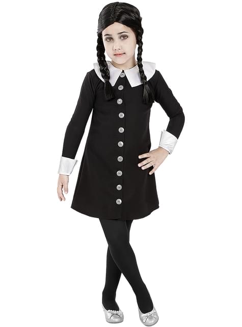 Carnavalife Costume Mercredi Addams Pour Fille - Robe Noire De Danse Avec Ceinture, Taille 3-12 Ans Et Adultes