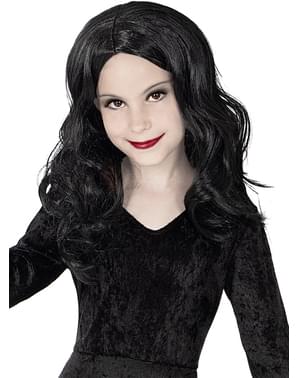 Morticia Addams paryk til piger - The Addams Family