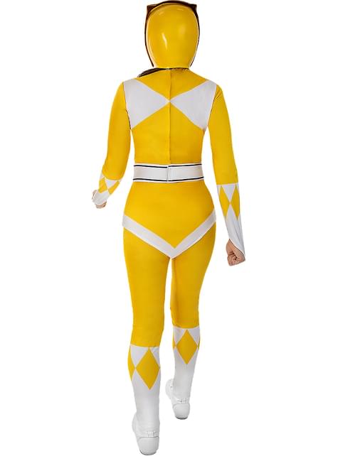Capacete Power Rangers Branco e Amarelo Clássico Luxo