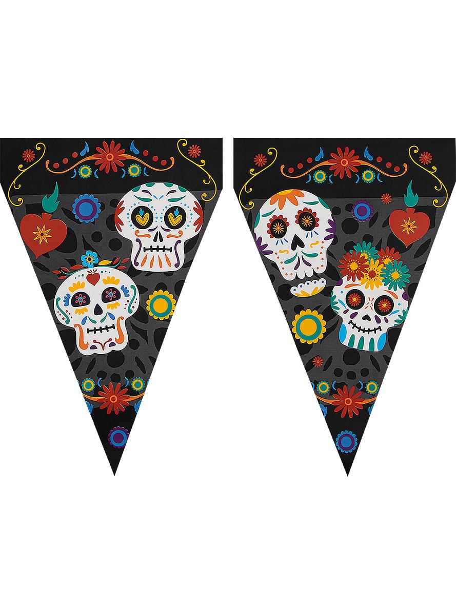 1 ghirlandă cu fanioane de ziua Catrinei a morților - Day of the Dead 