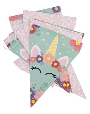 1 Unicorn Banner - Enhjørning Blomster