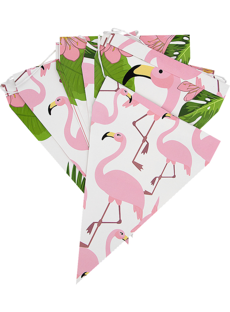 Guirlande à fanions Flamant rose - Tropical flamingos