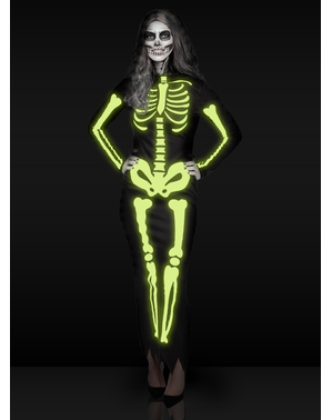 Skelett Kostüm elegant für Damen in großer Größe
