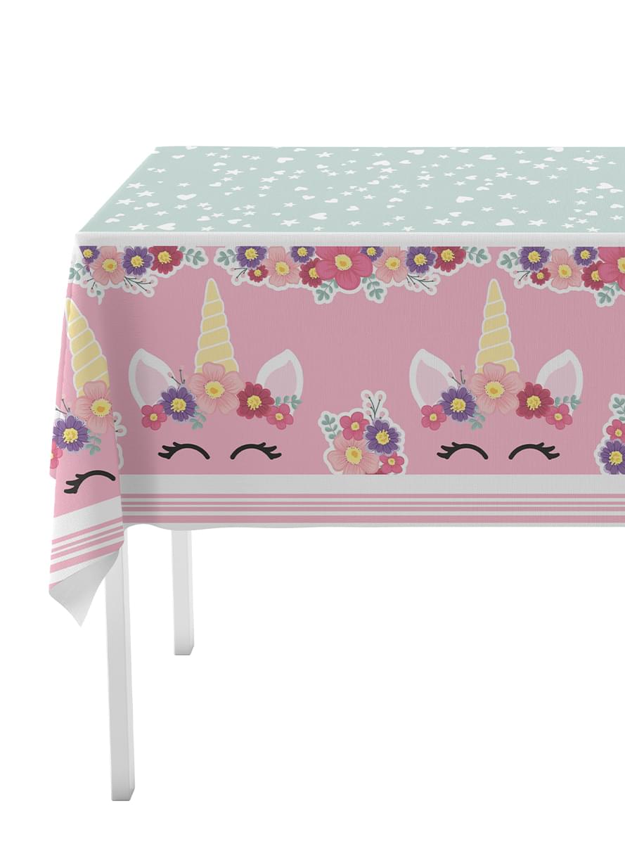 1 Einhorn Tischdecke - Unicorn Flowers