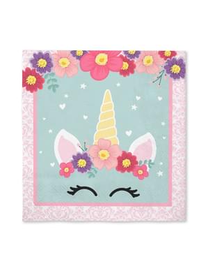 16 servilletas de unicornio (33x33cm) -Unicorn Flowers