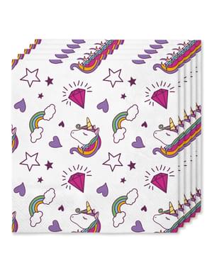 16 Eenhoorn Servetten (33x33cm) - Lovely Unicorn