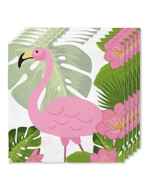 16 servetter med flamingos (33x33cm) - Tropical flamingos