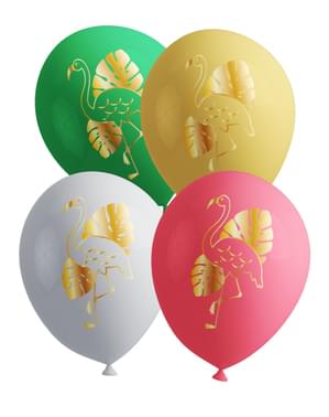 8 balónků plameňák - Tropical Flamingos