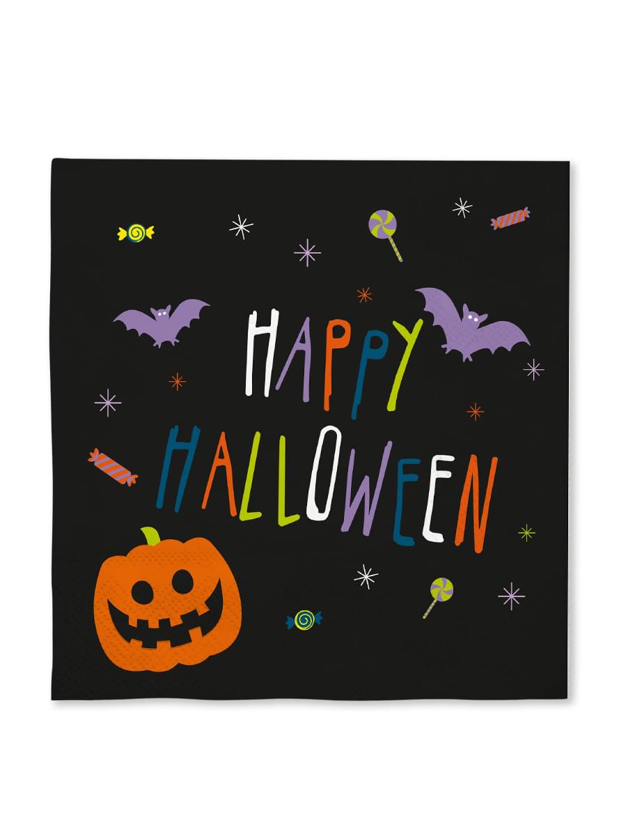 16 servetter med Halloween pumpa (33x33cm) -Happy Halloween