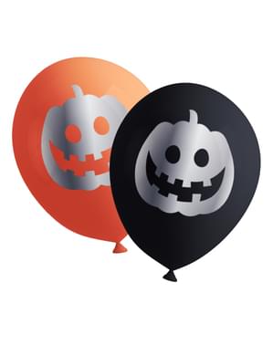 8 balónků Halloweenská dýně - Happy Halloween
