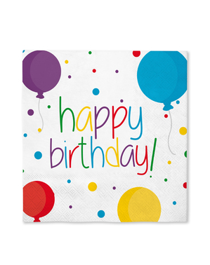 16 guardanapos de aniversário (33x33cm) - Happy Birthday