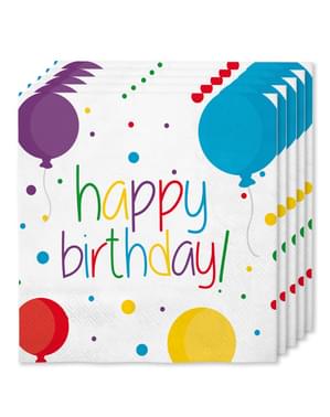 16 guardanapos de aniversário (33x33cm) - Happy Birthday