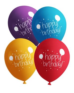 8 ballons anniversaire - Happy Birthday