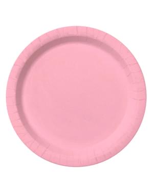 8 krožnikov v bledo roza barvi (23cm) - enobarvni