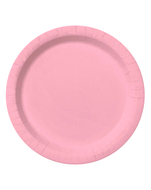 8 Pale Pink Plates (23cm) - Plain Colours