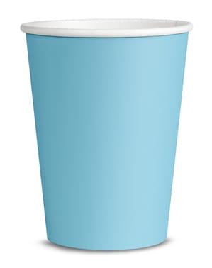 8 Light Blue Cups - Plain Colours