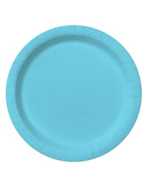 8 světle modrých talířů (23 cm) - Plain Colours