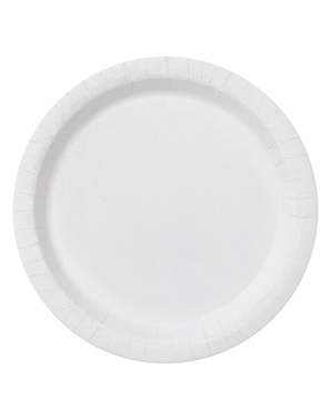 8 bielych tanierov (23 cm) - Jednofarebné