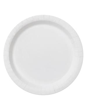 8 farfurii de culoare albă (23 cm) - Culori simple