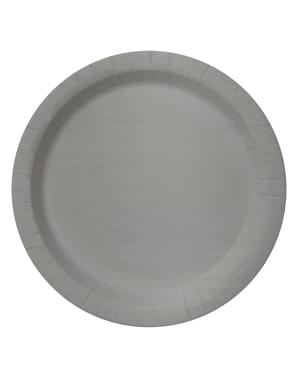 8 assiettes argentées (23cm) - Gamme couleur unie