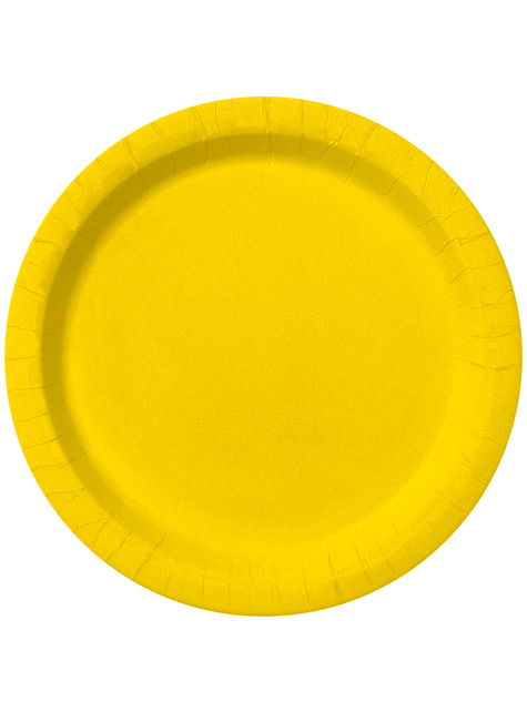 8 platos color amarillo (23cm) - Colores lisos