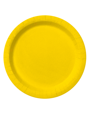 8 keltaista Lautasta (23 cm) - Yksiväriset