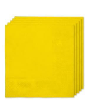 16 gele servetten (33x33cm) - Effen kleuren