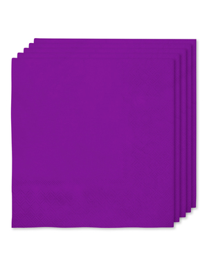 16 serviettes violettes (33x33cm) - Gamme couleur unie
