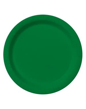 8 zelených talířů (23 cm) - Plain Colours