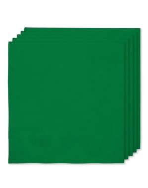 16 grønne servietter (33x33cm) - Plain Colours