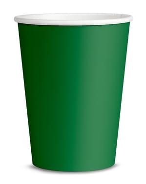 8 Green Cups - Plain Colours
